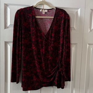 Michael Kors Red and Black Lace Blouse